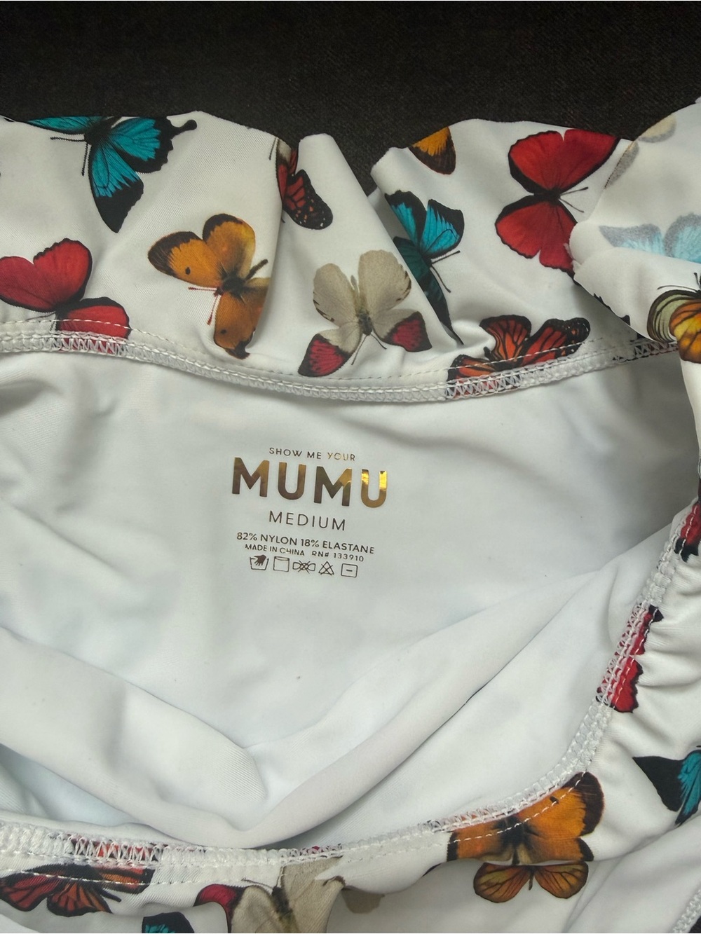 Show me your mumu - White Butterfly Print Ruffle Bikini Set - Picture 6 of 7